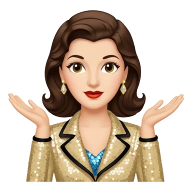 Maxene Andrews from The Andrews Sisters with long dark brown hair, cream sequin outfit sticker