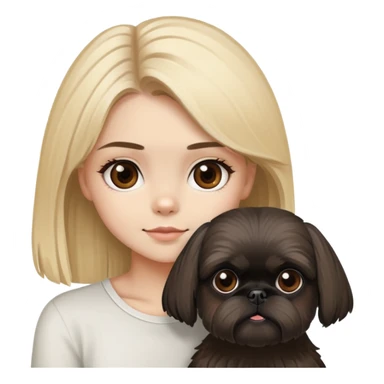 blondie girl, brown eyes with a black dog shi tzu sticker