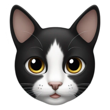 Black and white cat with white nose and black face sticker