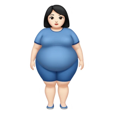 Fat white woman. Full body. Black hair sticker