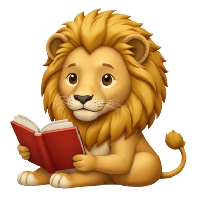 lion reading a book sticker
