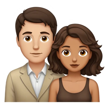 White man dark brown hair tall and shrt tan girl brown wavy hair couple  sticker