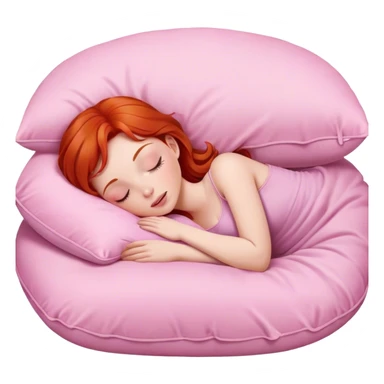 redhead taking nap on pink pillow sticker