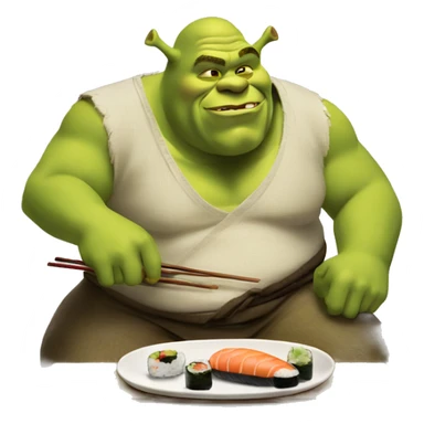 Shrek comiendo sushi sticker