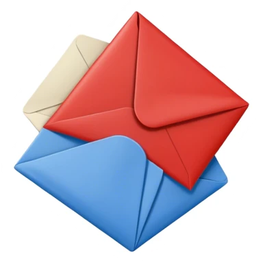 two square separate envelopes red and blue sticker