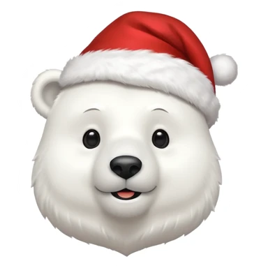 full polar bear with christmas hat on sticker