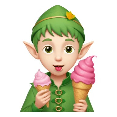
A young elf boy in leafy clothes licking a triple-scoop ice cream with wide eyes.
baby elf with strawberry ice cream




 sticker