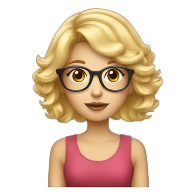 Fille blonde cheveux longs lunettes mignonne sticker