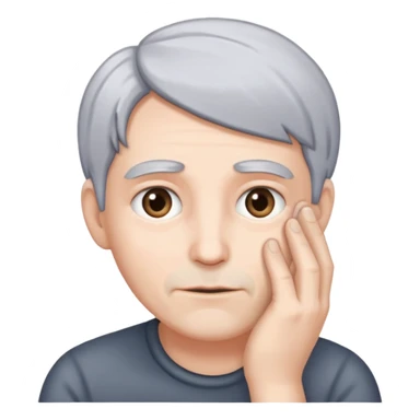 Grey hair hand to face sticker