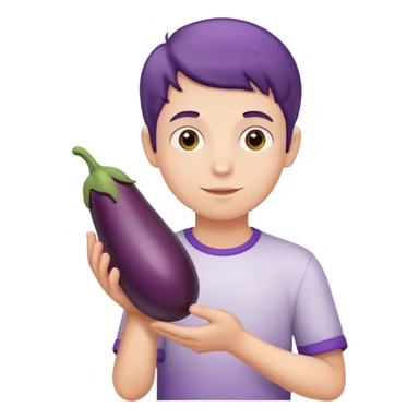 Boy holding eggplant  sticker