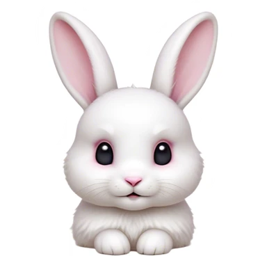 Cinematic Cute White Rabbit Portrait Emoji, Head tilted playfully and inquisitively, featuring a luxurious, silky white fur with soft, twitching ears, round, sparkling dark eyes filled with curiosity, Simplified yet irresistibly adorable features, highly detailed, glowing with a warm, friendly glow, high shine, affectionate and lively, stylized with a touch of whimsy, bright and endearing, soft glowing outline, capturing the essence of a mischievous yet loving bunny, so playful it feels like it could hop out of the screen and into your arms! sticker