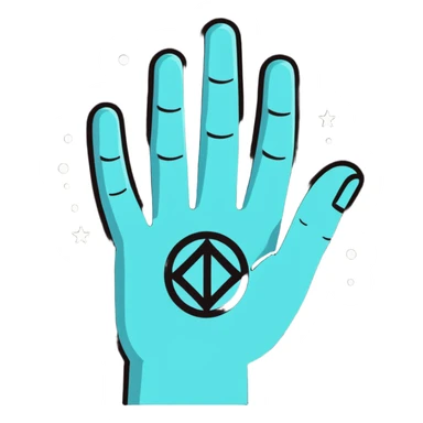 symbolic hand with runes and stars sticker
