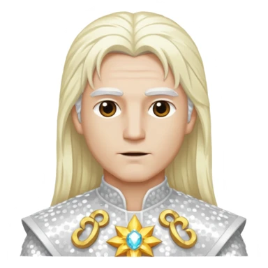 Baldr, God of Light from Gods and Goddesses with long white blonde hair, white sequin outfit sticker