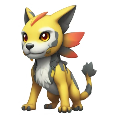 cute cool edgy Digimon-Fakemon-animal with colorful markings full body sticker