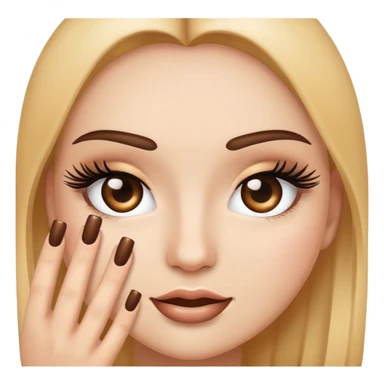 Emoji face with lashes and brown nails sticker
