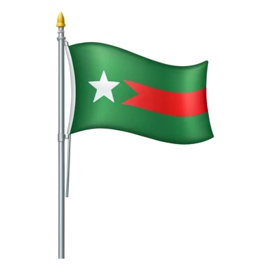 Lienzo Verde (Izquierda): En el extremo izquierdo (pegado al asta y 5 estrellas blancas,  rojo de ambos lados y blanco enmedio sticker