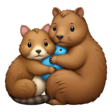 capybara and a cat cudding with each other sticker