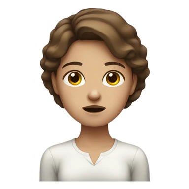 a girl with brown hair who lies and cries from fatigue sticker