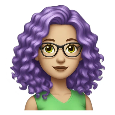 white-girl-purple-wavy-hair-green-eyes-square-glasses sticker