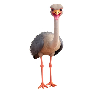 ostrich with only legs and body visible, head hidden in sand sticker