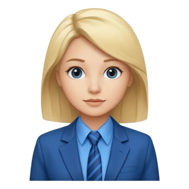 une femme blonde jolie avec une chemise et une veste et cravate bleu sticker