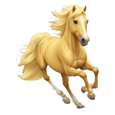 Yellow palomino horse with long flowing mane galloping with prosthetic leg, slender horse, solid yellow horse, running, yellow horse galloping with prosthetic leg, pretty horse sticker