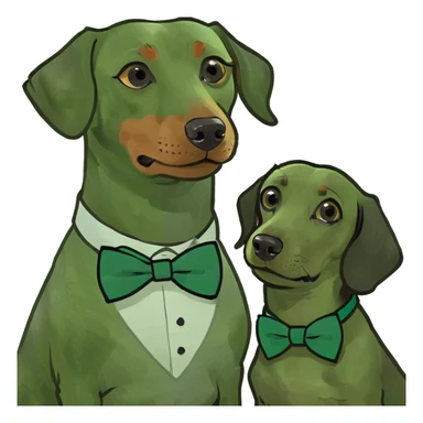 Brown Mini dachshund with black Labrador  sticker