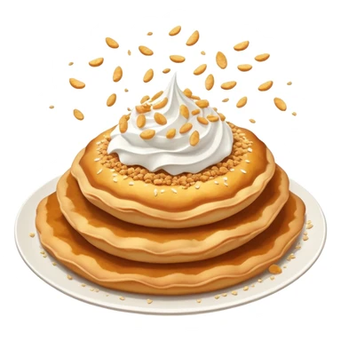 crispy Hungarian lángos being smashed with crumbs flying, fun and dynamic sticker