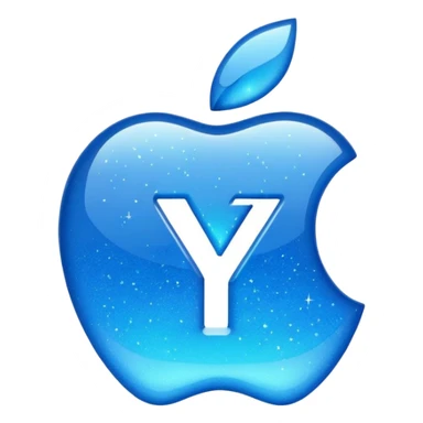 Add a sparkle effect to the blue yuan sign emoji, apple emoji style, no text, just the symbol. sticker