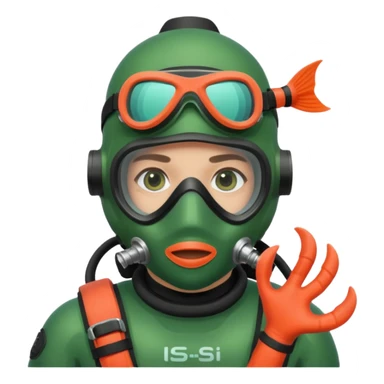 Diver + green mask,Coral Diver. sticker