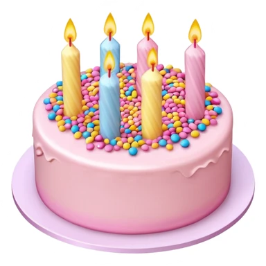 Draw a birthday cake with pink cream and topping on the top side using an isometric camera with a High-Angle Shot. sticker