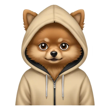 black and brown pomeranian with hoodie sticker