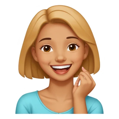 Girl crossing hand across neck laughing  sticker