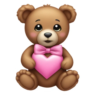 Teddy bear with a pink heart and bow  sticker