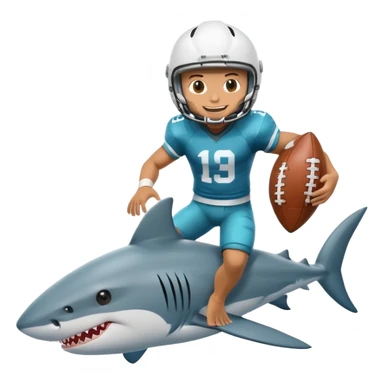 A football player riding a shark sticker