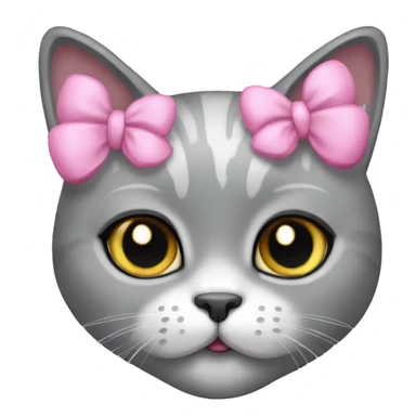 british grey girl cat with pink bow sticker