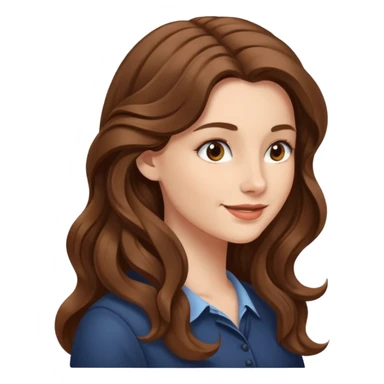 A white woman in profile with long, wavy brown hair sticker