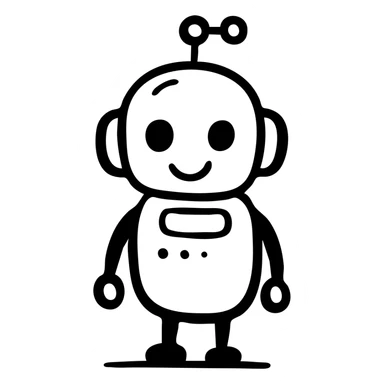 Friendly AI robot assistant with antenna sticker