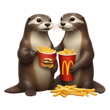 two otters eating macdonalds sticker
