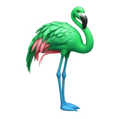 A green flamingo with blue shoes  sticker