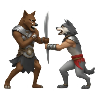 Wolf vs human warrior fight sticker