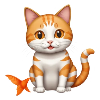 cat full body sitting with fish in mouth playful sticker