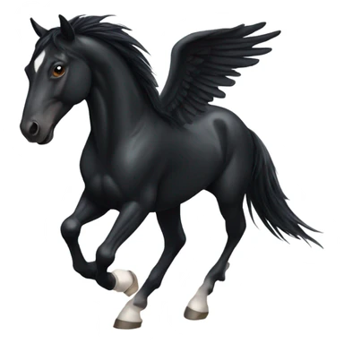 black horse with wings and  long tail running  sticker