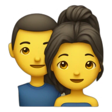 Tete de femme avec derriere un cœur jaune et derrière une tete d'homme  sticker