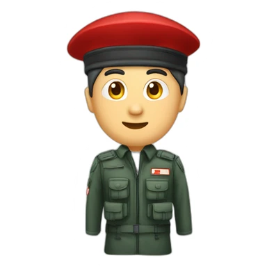 red parachutist beret on side with head emojis sign sticker