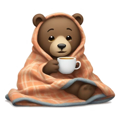 Cozy bear in a blanket drinking tea sticker