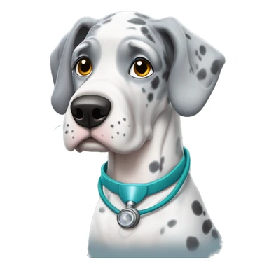 Blue Merle Great Dane wearing a doctor costume  sticker