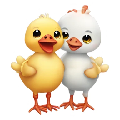 Baby chicken and sea crab holding hands sticker