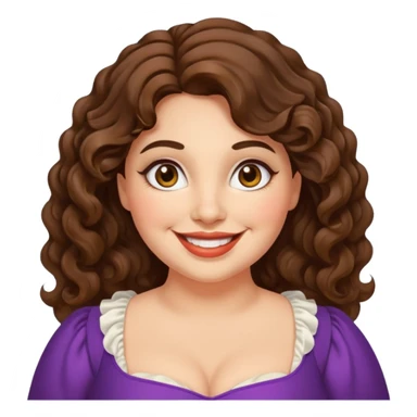 30 yr old italian woman, chubby, brown wavy hair, big brown eyes, huge smile, fancy dress sticker
