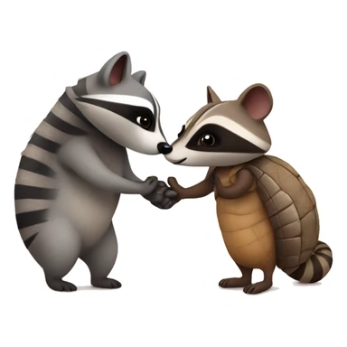 raccoon and armadillo in love sticker